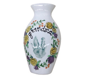 Schaumburg Floral Handprint Vase